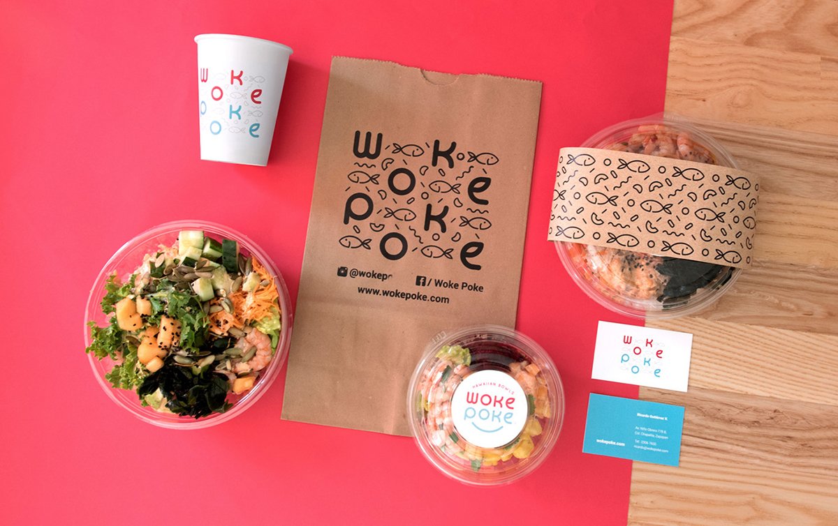 Woke Poke餐飲VI設計形象展示 Woke Poke餐飲VI設計形象展示